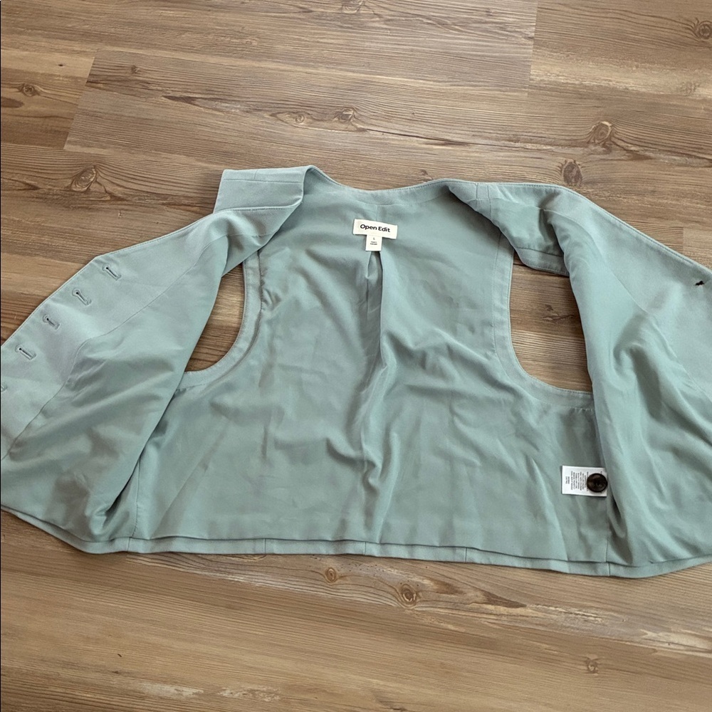 Open Edit Structured Vest Seafoam green 5 Button Women L Office Career Workwear - Picture 9 of 11